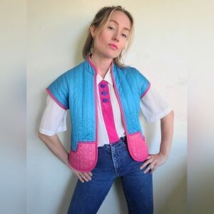 The Megan Vintage 80s Does 60s Pastel Quilted Vest S